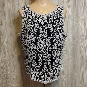 J Kara New York Black and White Beaded Tank